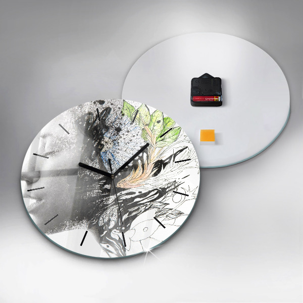 Zegar ścienny okrągły Abstrakcja twarz kobiety