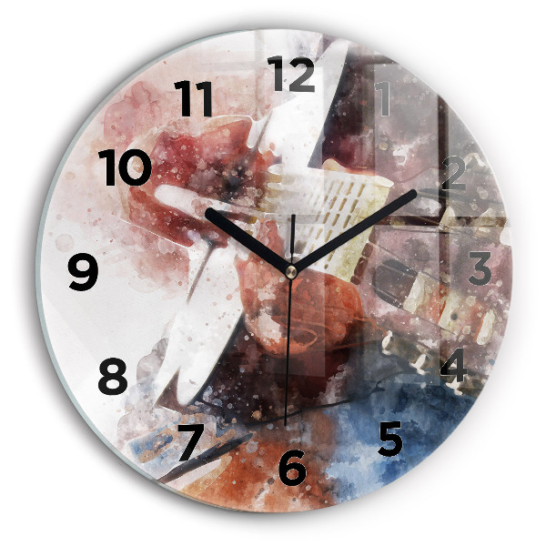 Zegar ścienny okrągły Wizualizacja Gitary