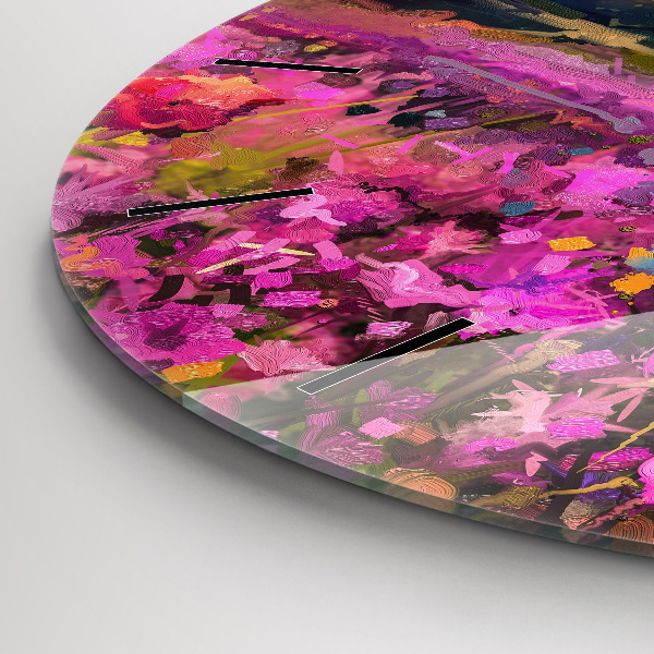 Zegar ścienny okrągły Łąka w zachodzie słońca