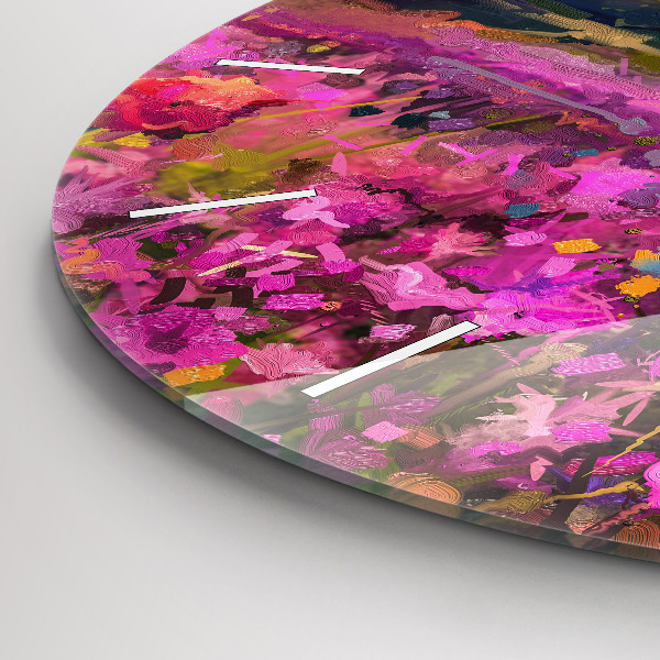 Zegar ścienny okrągły Łąka w zachodzie słońca