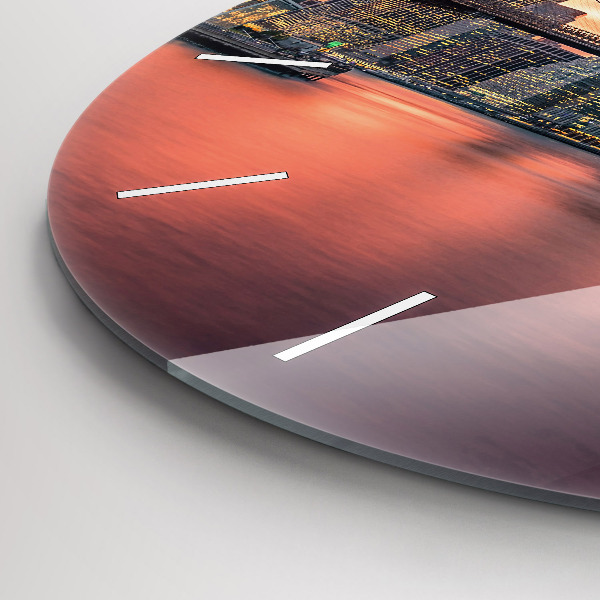 Zegar ścienny okrągły Nowym Jorku East River