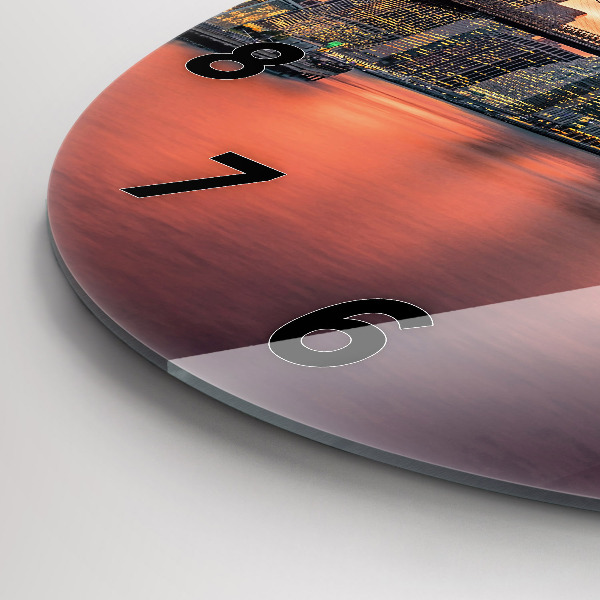 Zegar ścienny okrągły Nowym Jorku East River