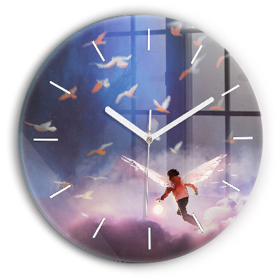 Zegar okrągły Chłopiec ze skrzydłami