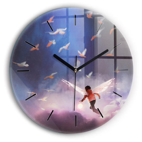 Zegar okrągły Chłopiec ze skrzydłami