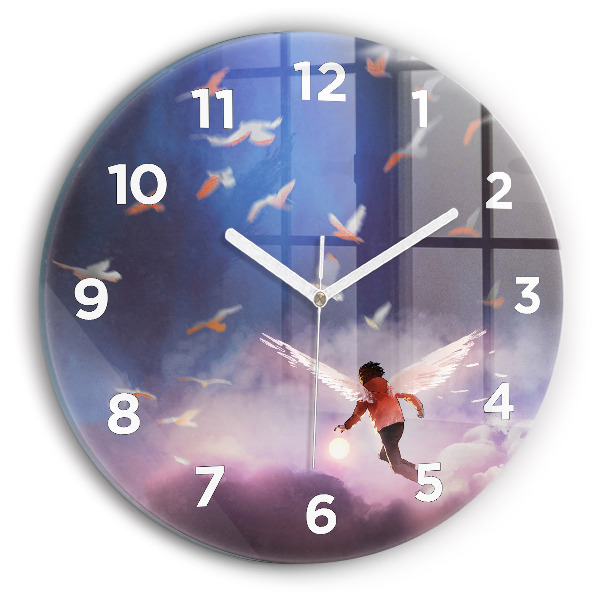 Zegar okrągły Chłopiec ze skrzydłami