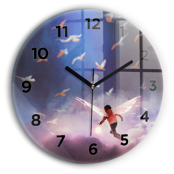 Zegar okrągły Chłopiec ze skrzydłami