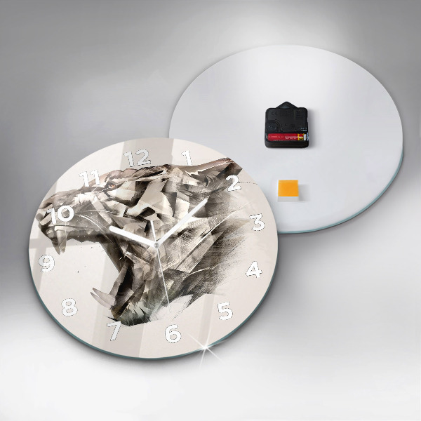 Zegar okrągły malowany portret tygrysa