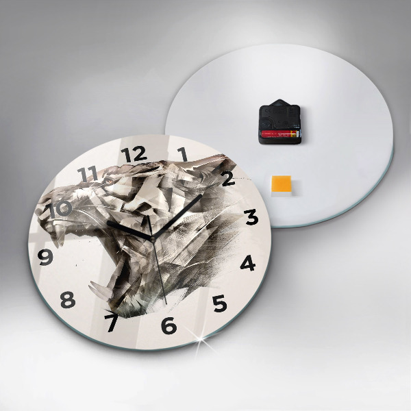 Zegar okrągły malowany portret tygrysa