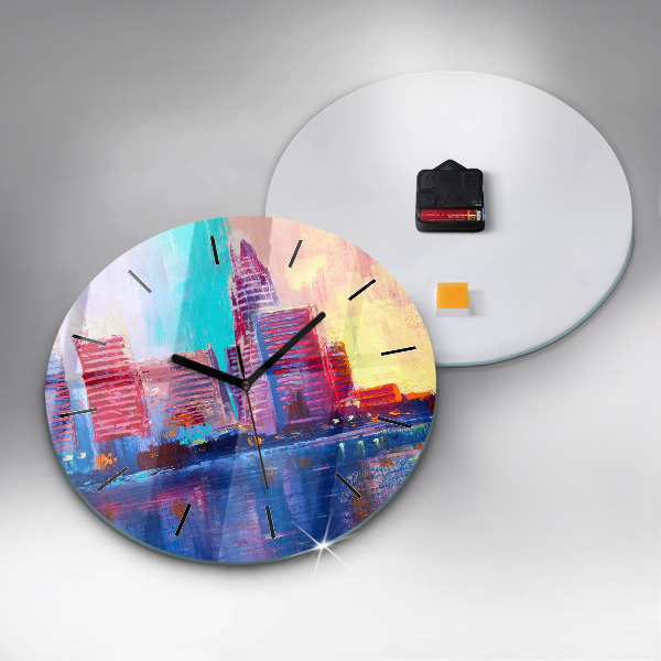 Zegar okrągły Abstrakcja drapaczy chmur