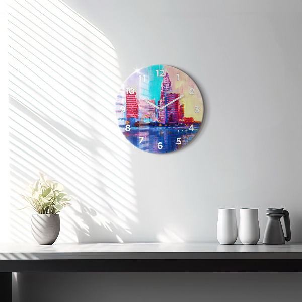 Zegar okrągły Abstrakcja drapaczy chmur