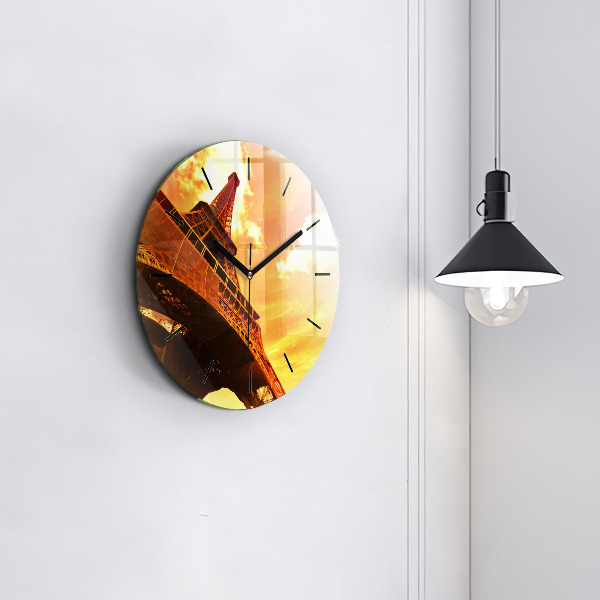 Zegar ścienny okrągły Wieża Eiffla w Paryżu