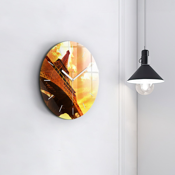 Zegar ścienny okrągły Wieża Eiffla w Paryżu