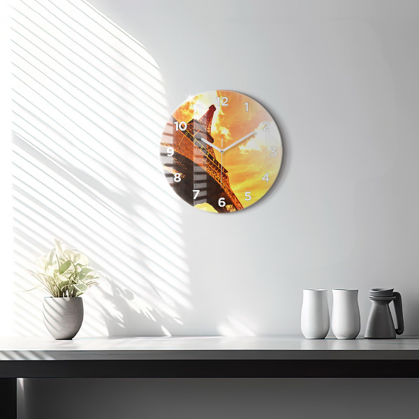 Zegar ścienny okrągły Wieża Eiffla w Paryżu