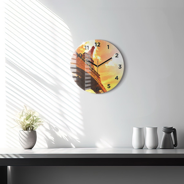 Zegar ścienny okrągły Wieża Eiffla w Paryżu