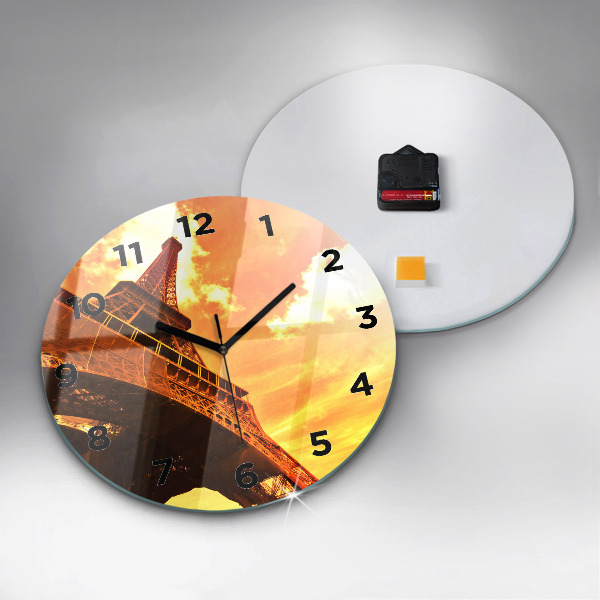 Zegar ścienny okrągły Wieża Eiffla w Paryżu