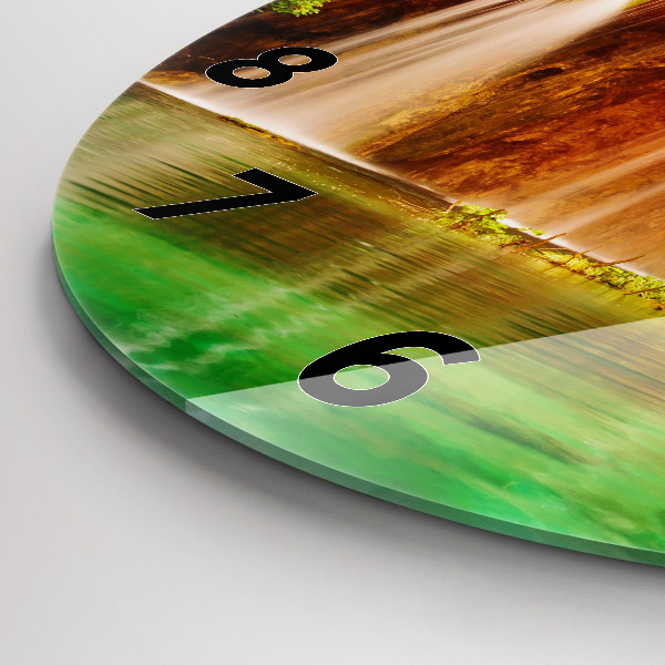 Zegar szklany okrągły Widok na wodospad