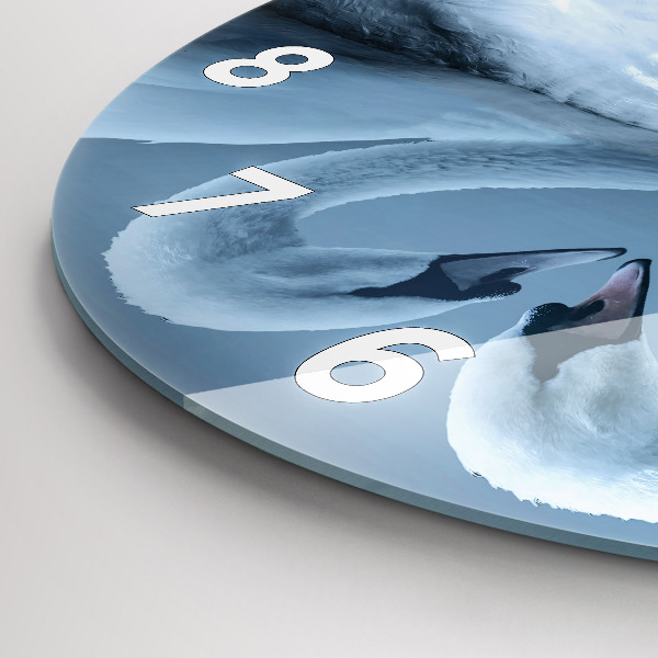 Zegar ścienny okrągły Łabędzie w serce