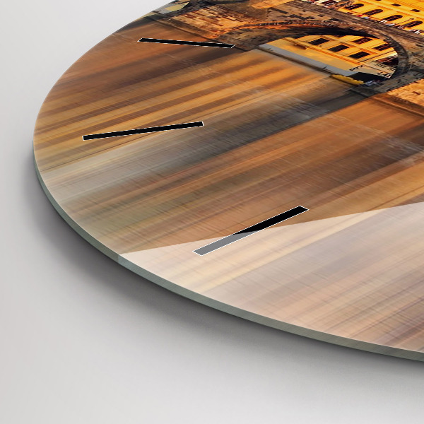 Zegar szklany okrągły Panorama nad rzeką