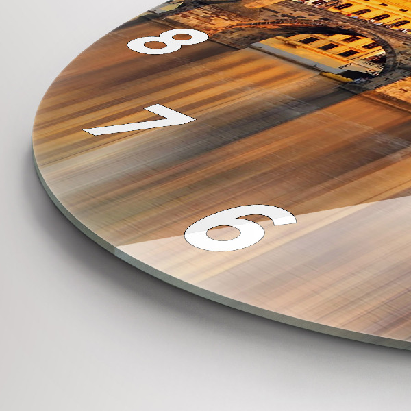 Zegar szklany okrągły Panorama nad rzeką