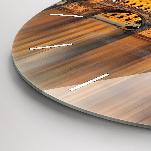 Zegar szklany okrągły Panorama nad rzeką