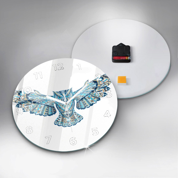 Zegar szklany okrągły Sowa w locie