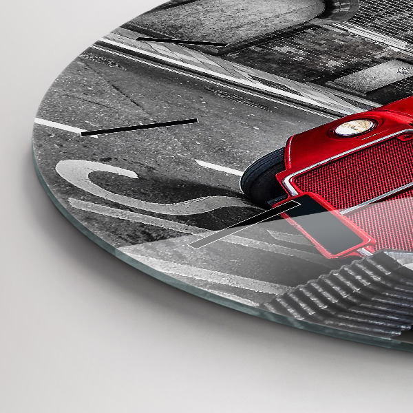 Zegar ścienny okrągły Czerwony piętrowy autobus