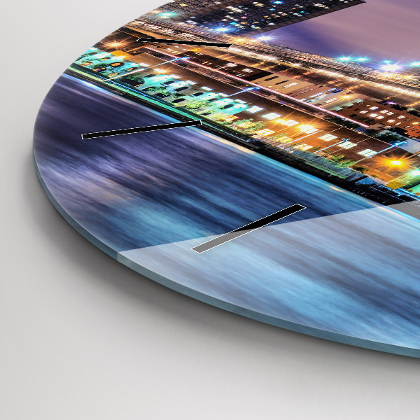 Zegar ścienny okrągły Brooklyn most i East River