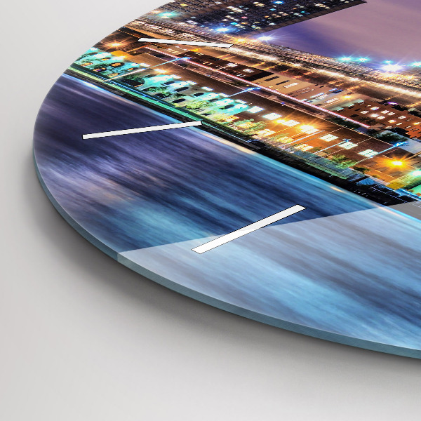 Zegar ścienny okrągły Brooklyn most i East River