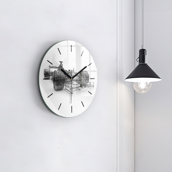 Zegar ścienny okrągły konstrukcja bolidu F1