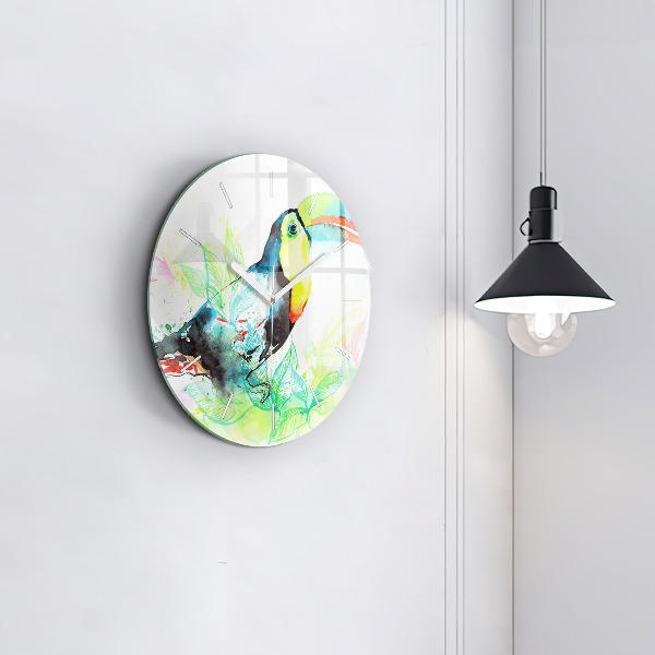 Zegar ścienny okrągły Tukan w trawie