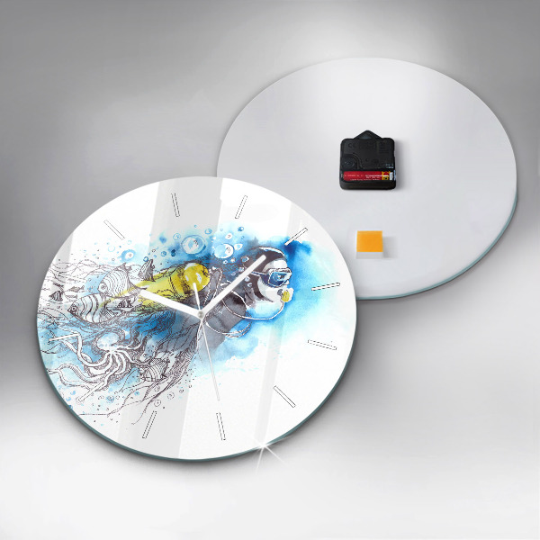 Zegar ścienny okrągły Podwodne życie ryb