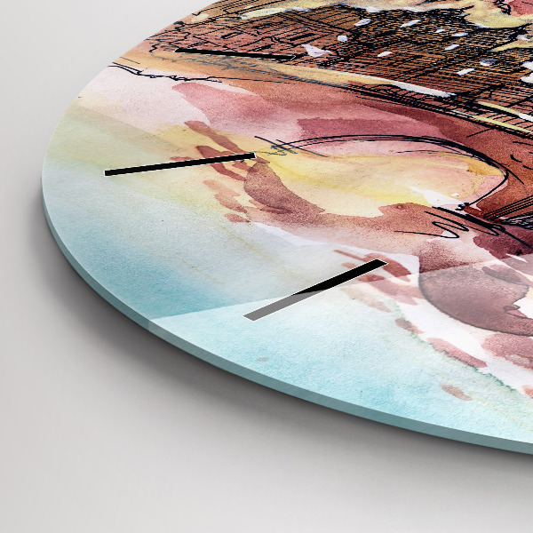 Zegar ścienny okrągły Malowany pejzaż Paryża