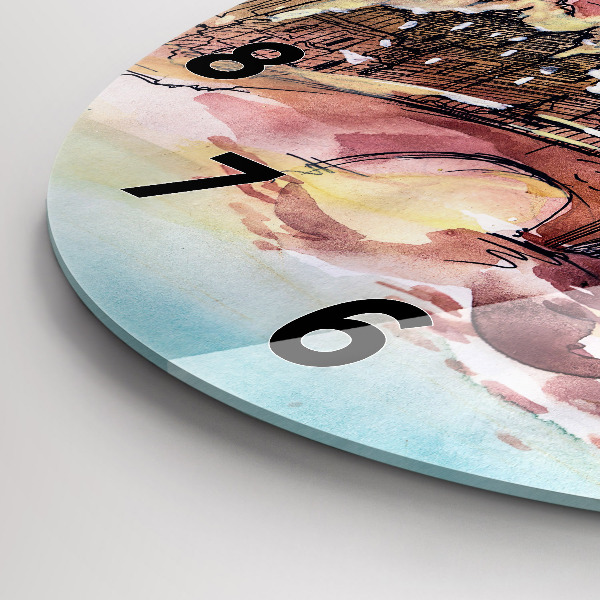 Zegar ścienny okrągły Malowany pejzaż Paryża