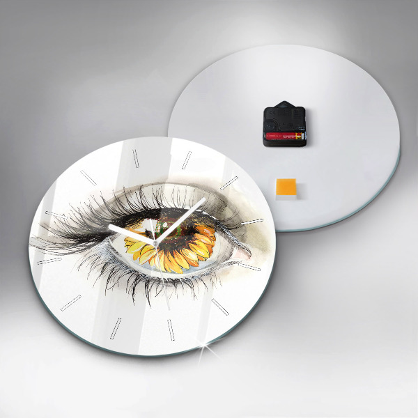 Zegar ścienny okrągły Kwiat słonecznika w oku