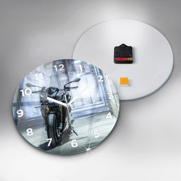 Zegar ścienny okrągły Motocykl w alejce