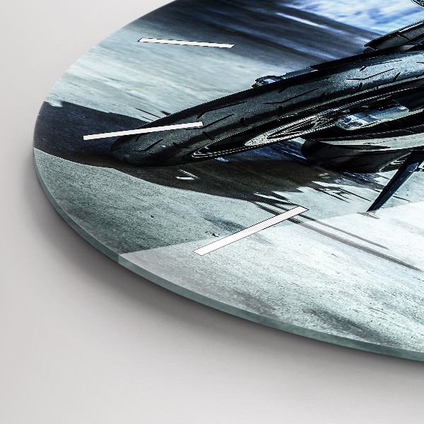 Zegar ścienny okrągły Motocykl w alejce