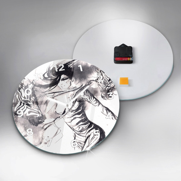 Zegar ścienny okrągły Kobieta i zebry