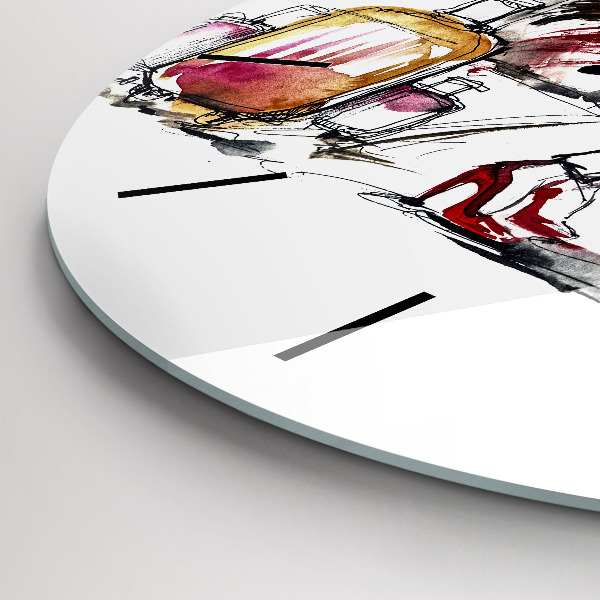 Zegar ścienny okrągły Kobieta z walizkami