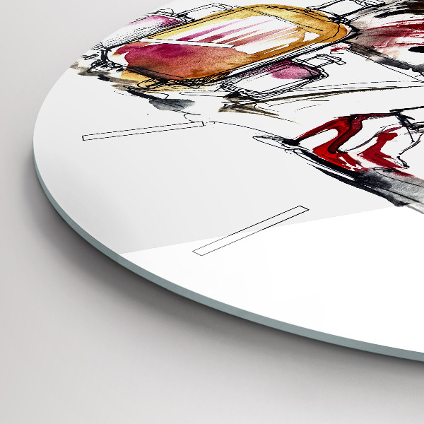 Zegar ścienny okrągły Kobieta z walizkami