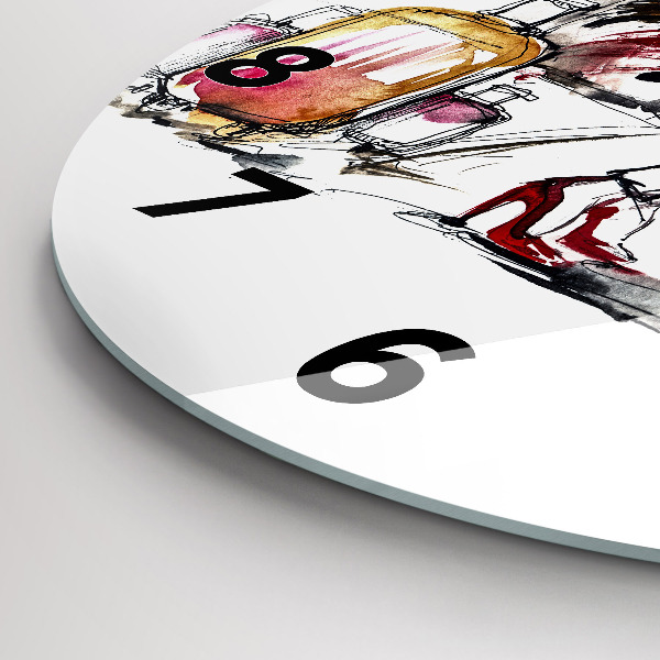 Zegar ścienny okrągły Kobieta z walizkami