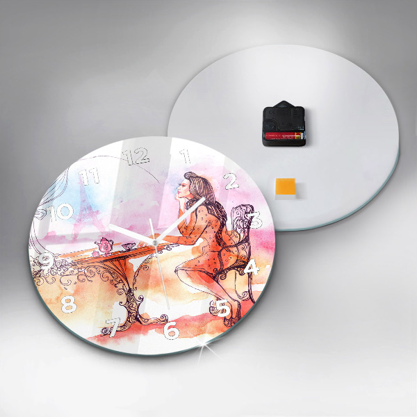 Zegar ścienny okrągły Kobieta pijąca herbatę