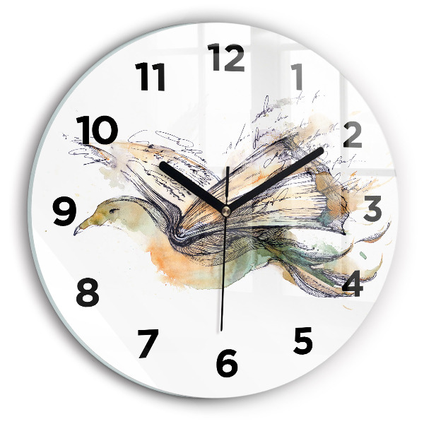 Zegar ścienny okrągły Ptak i książka