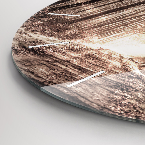 Zegar ścienny okrągły Ścieżka leśna w sepii