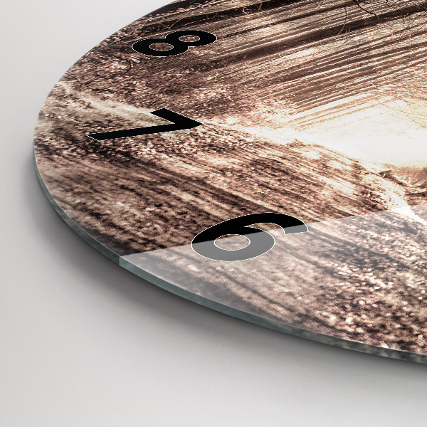 Zegar ścienny okrągły Ścieżka leśna w sepii