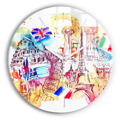 Zegar ścienny okrągły Atrakcyjne kraje świata