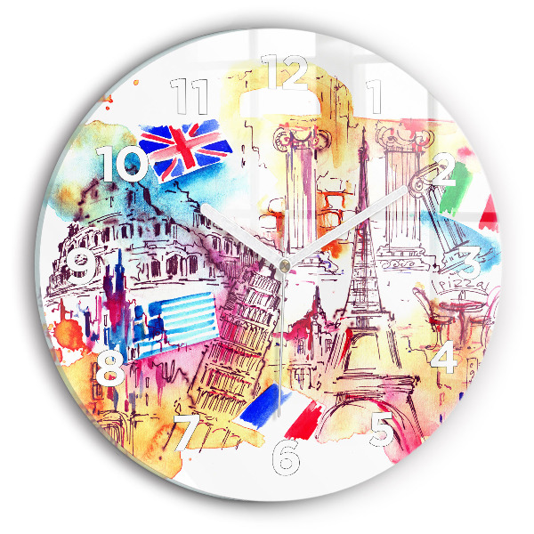 Zegar ścienny okrągły Atrakcyjne kraje świata