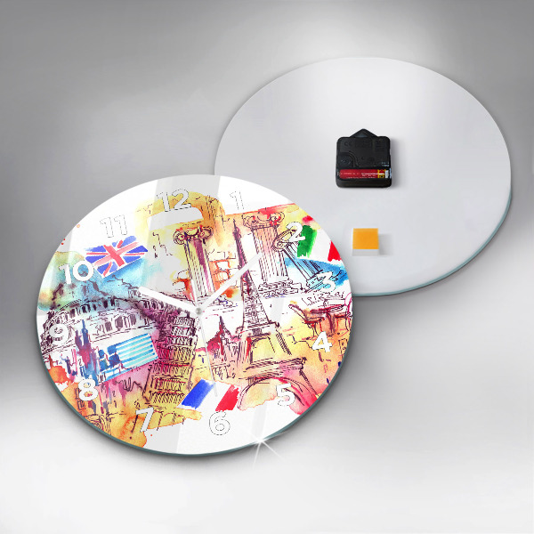 Zegar ścienny okrągły Atrakcyjne kraje świata