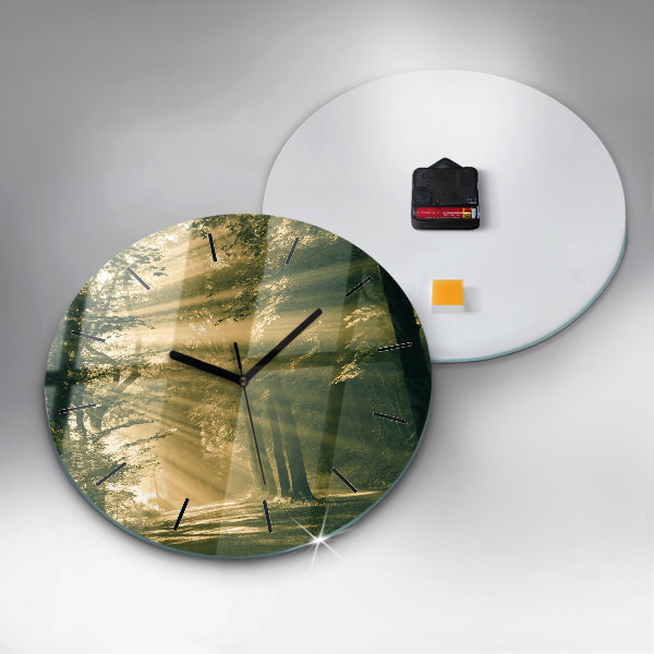 Zegar ścienny okrągły Promienie słoneczne Las