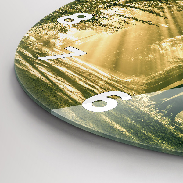 Zegar ścienny okrągły Promienie słoneczne Las