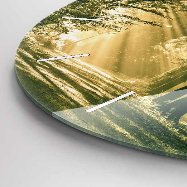 Zegar ścienny okrągły Promienie słoneczne Las